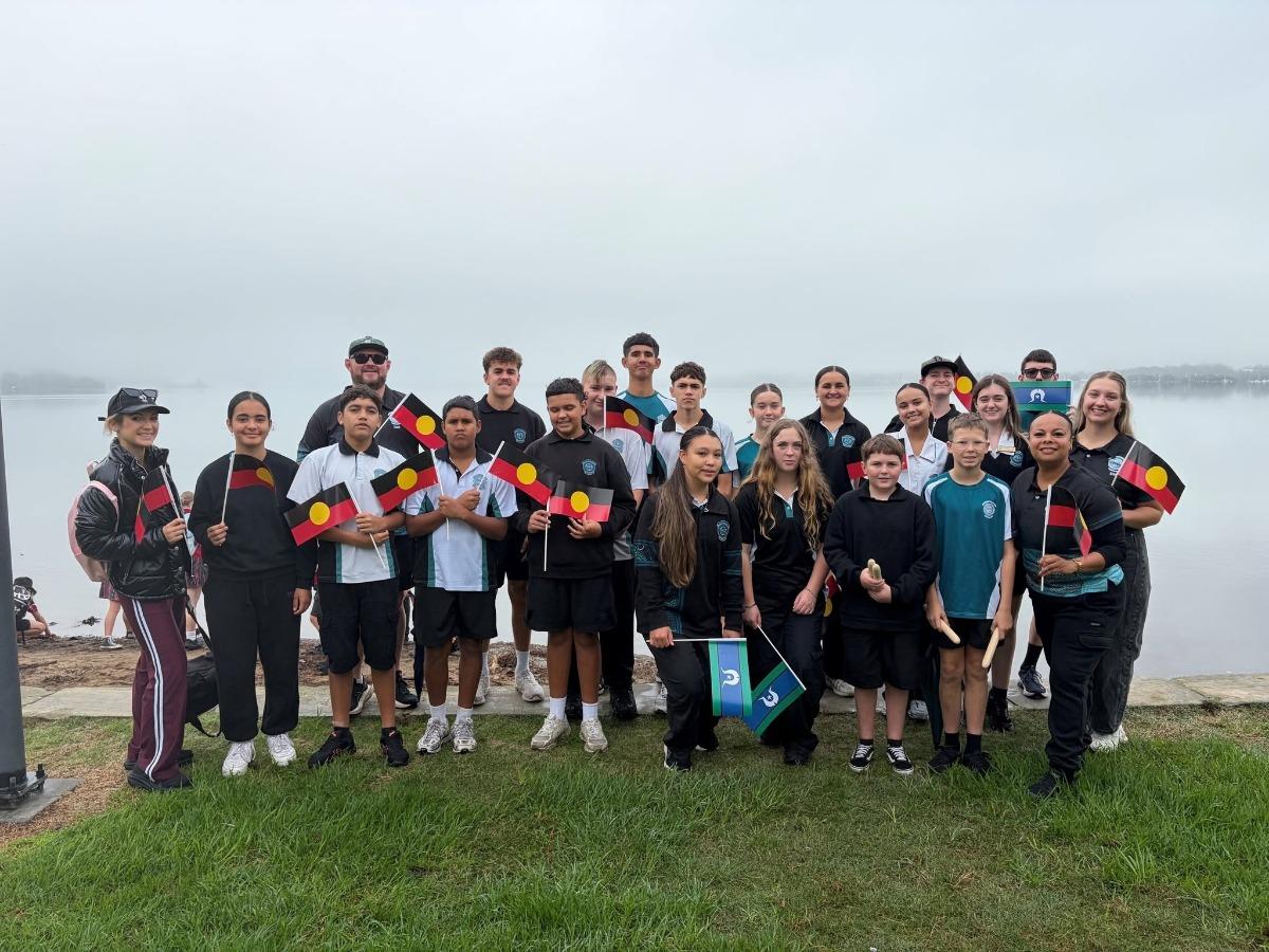 The weather was a little kinder for today’s Reconciliation Walk at Warners Bay.
Lake Macquarie City Council put out the call and were thrilled with the turnout of students, teachers, community organisations and members.
Again, the ‘All In’ theme was embraced and Bindi from LMCC reminded everyone that reconciliation works when we all work together. Bindi and the team did a fabulous job!
s